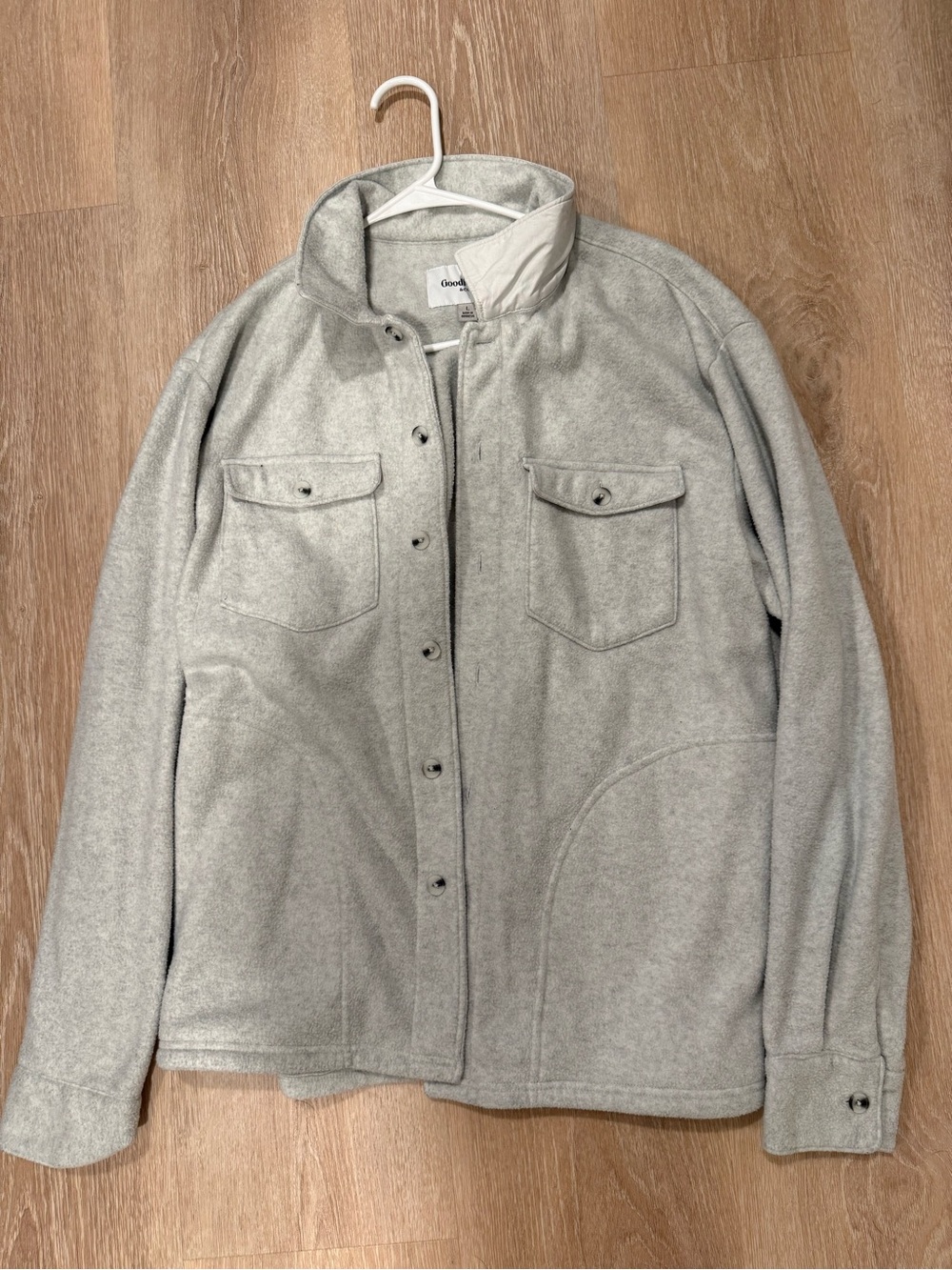 Goodfellow & Co Light Gray Snap-Front Fleece Shacket